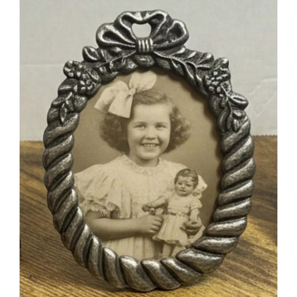 Vintage Mini Picture Frames Lot of 3 Metal Ornate Art Deco Style 3x2 Photo Size